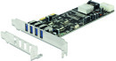 De-lock DeLOCK PCI-Express x4 V2.0, USB 3.0, 4x USB, Molex, inkl lgprof brac