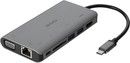 DELTACO USB-C dockningsstation HDMI/VGA/2xUSB-A PD 3.0 spc grey