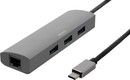 DELTACO USB-C Hub och Ntverksadapter, USB-C ha, RJ45 ho, 3xUSB-A 3.0