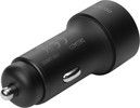 DELTACO USB car charger, 1x USB-C, PD 18 W, 1x USB-A, 18 W, 36W, metal