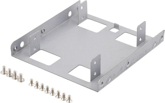 DELTACO monteringsram, 2x2,5\" HDD till 3,5\", silver