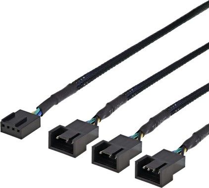 DELTACO splitter fr PWM-flktar, 4-pin till 3x4-pin ho, svart