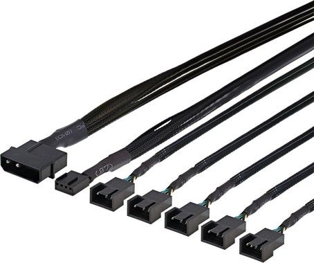 DELTACO splitter fr PWM-flktar, 4-pin till 5x4-pin ho, Molex strm