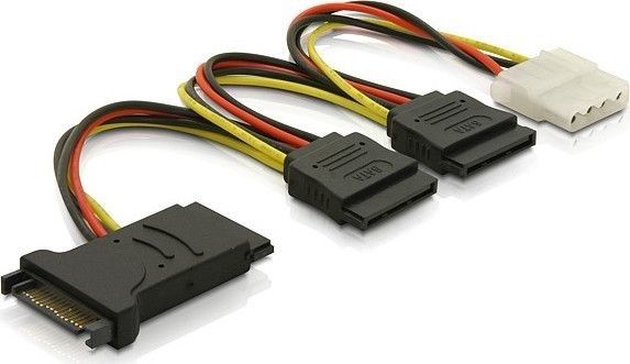 DELTACO Y-strmadapter 15-pin SATA-strm & 4-pin, 3xSATA, 1xIDE, 15