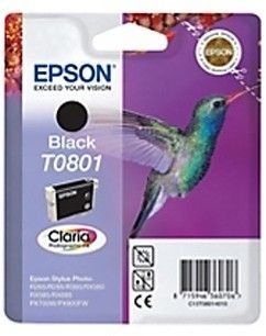 Epson T0801 Black Ink Cartridge w/alarm