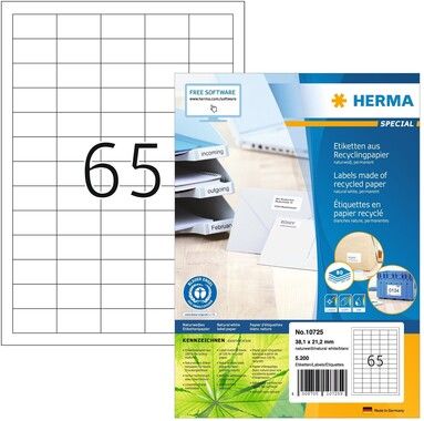 Herma etikett recycled 38,1x21,2 vit (5200)